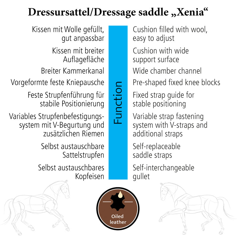 Dressursattel Xenia – geöltes Leder