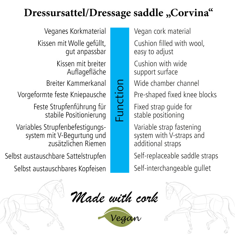 Dressursattel Corvina – veganer Kork