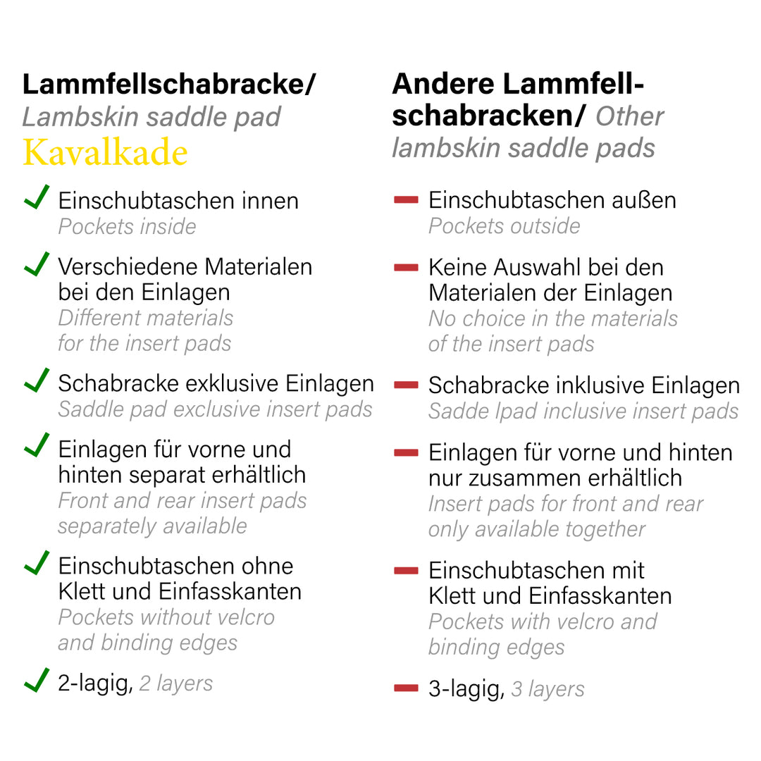 Schabracke Lammfell – mit Einlagentaschen
