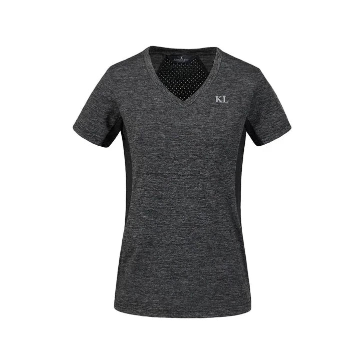 Kingsland KLolivya Damen Funktions- Trainingsshirt FS2022, V-Ausschnitt, Dunkelgrau - IQ Horse
