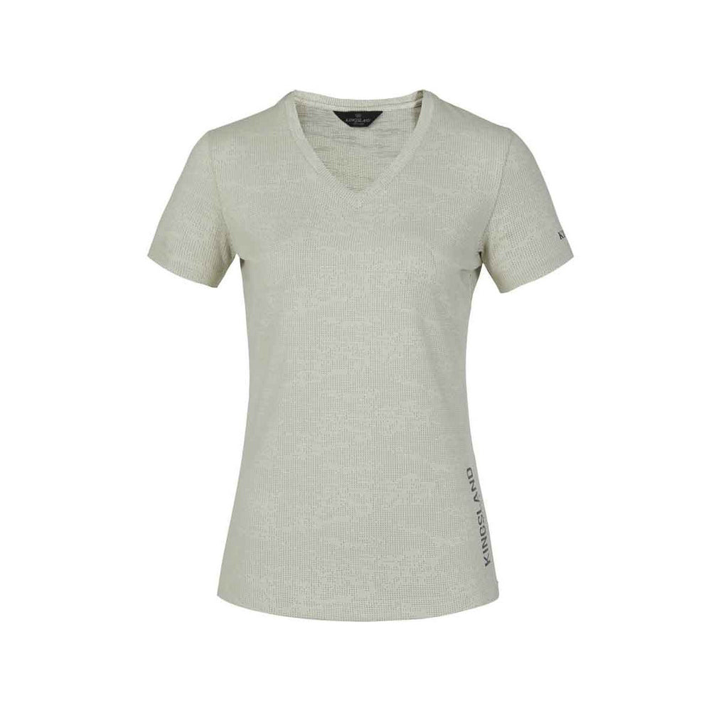Kingsland KLwaylin T-Shirt mit V-Ausschnitt für Damen, FS2022, Beige Almond Milk - IQ Horse