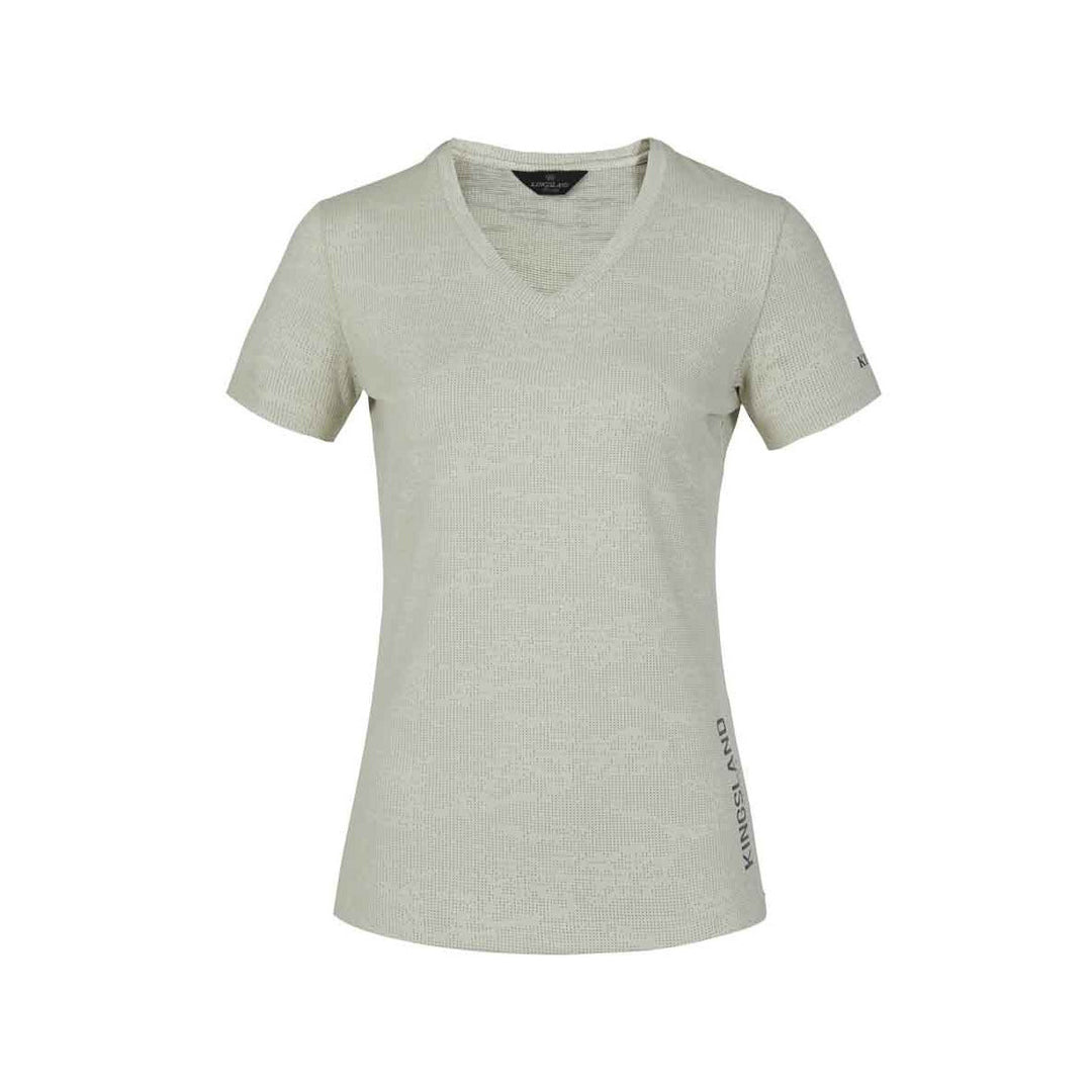 Kingsland KLwaylin T-Shirt mit V-Ausschnitt für Damen, FS2022, Beige Almond Milk - IQ Horse