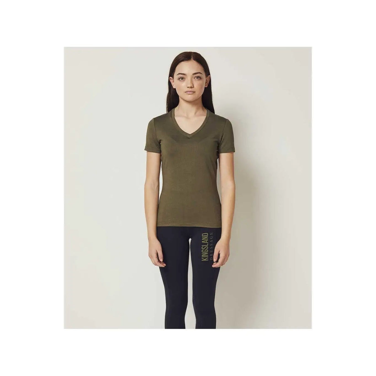 Kingsland KLwaylin T-Shirt mit V - Ausschnitt für Damen, FS2022, Green Olive Night - IQ Horse