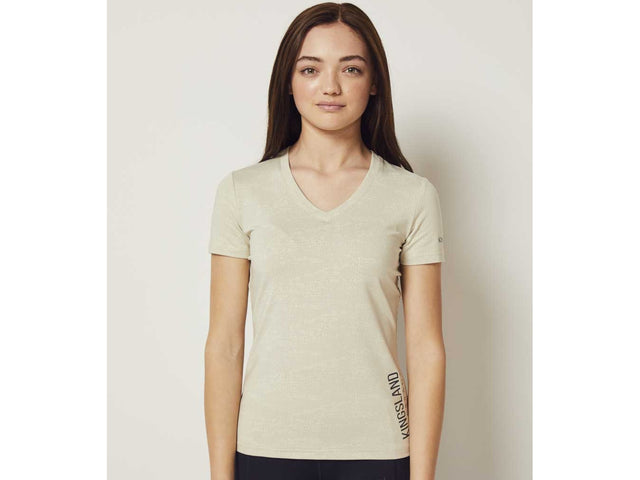 Kingsland KLwaylin T - Shirt mit V - Ausschnitt für Damen, FS2022, beige alm. mi. - IQ Horse