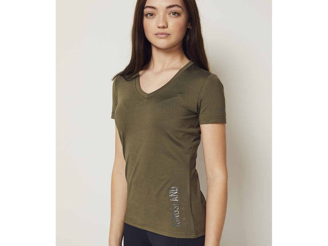 Kingsland KLwaylin T - Shirt mit V - Ausschnitt für Damen, FS2022, green olive night - IQ Horse