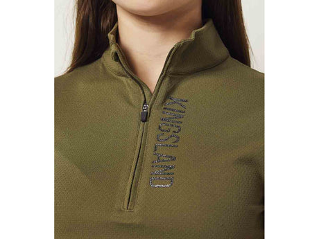 Kingsland KLwilmary 1/2 Zip Kurzarm Trainings Shirt für Damen, Green Olive Night - IQ Horse