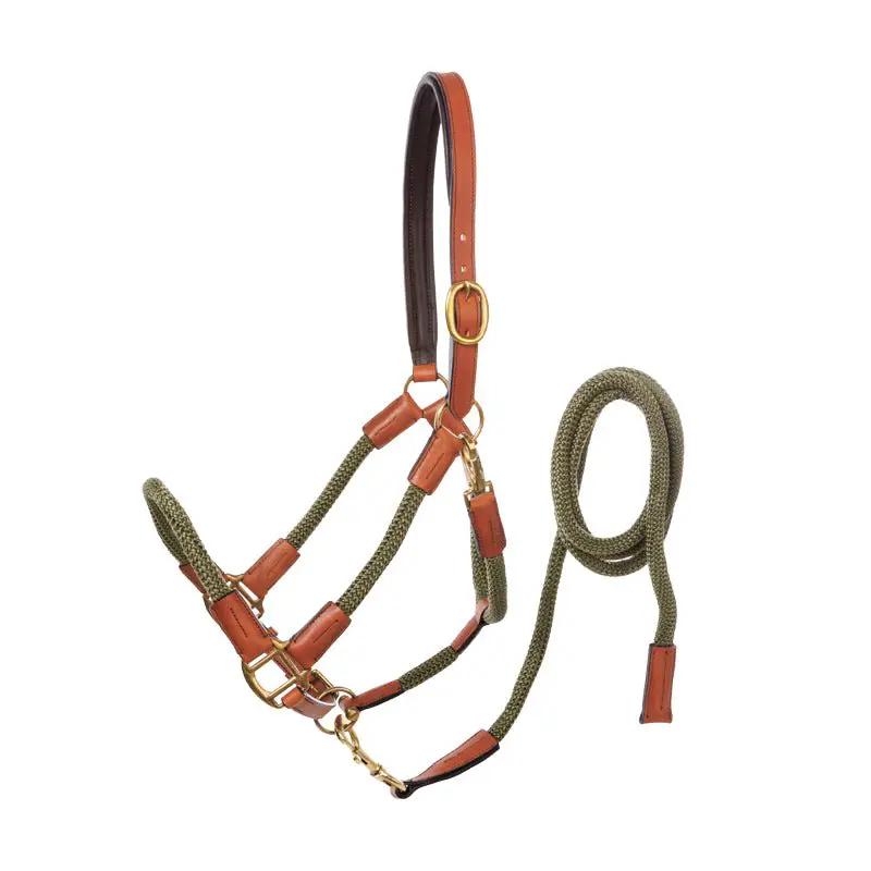 Kavalkade Seil - Halfter CAVO mit Strick, cognac - khakigrün - IQ Horse