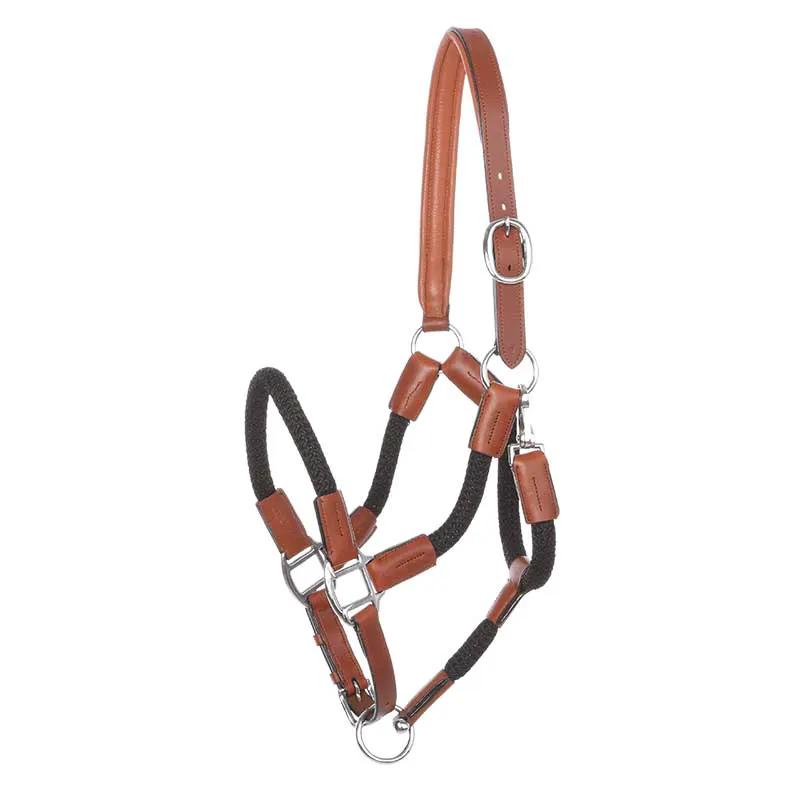Kavalkade Seil - Halfter CAVO mit Strick, cognac - schwarz - IQ Horse