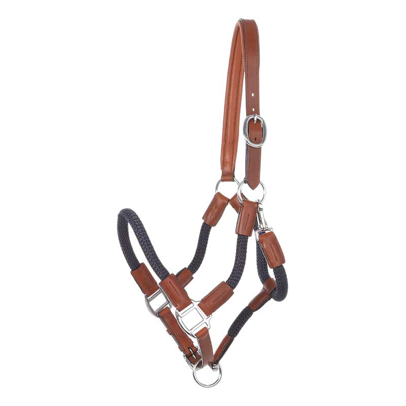Kavalkade Seil-Halfter CAVO mit Strick, Cognac-Marine - IQ Horse