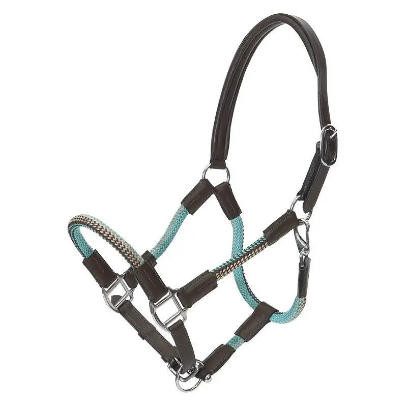Kavalkade Seil - Halfter CAVO mit Strick, braun - türkis - IQ Horse
