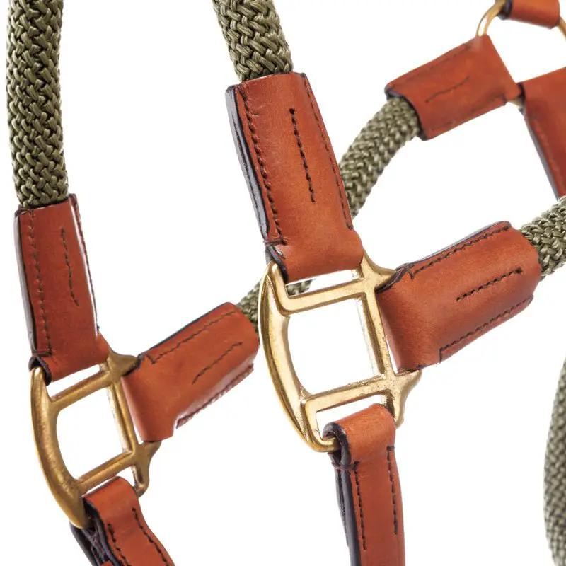 Kavalkade Seil - Halfter CAVO mit Strick, cognac - khakigrün - IQ Horse