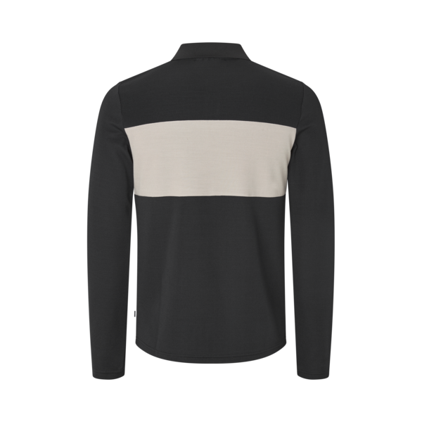 Herren-Poloshirt KLAxel Langarm Wollmix, Schwarz, Ansicht 2