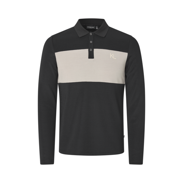 Herren-Poloshirt KLAxel Langarm Wollmix, Schwarz