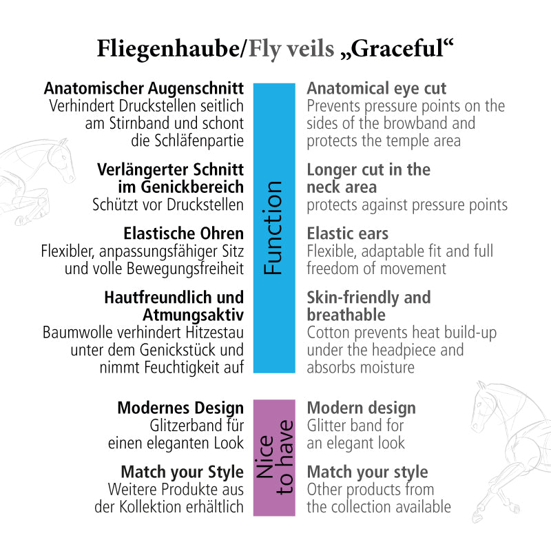 Fliegenohren Graceful – mit Glitzerband