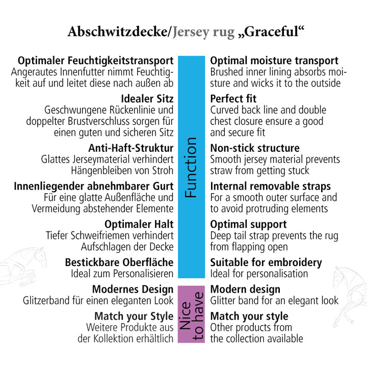 Abschwitzdecke Graceful – Jersey mit Glitzer