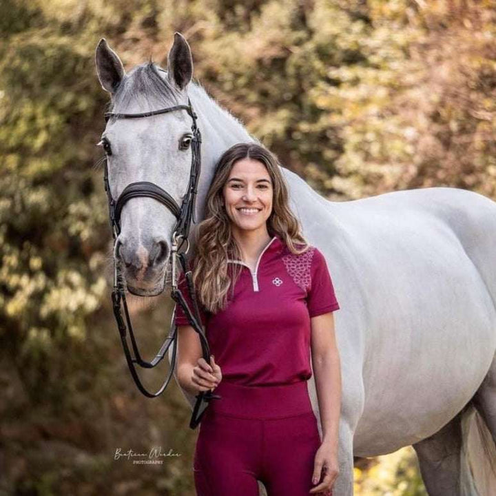 Kingsland KLova recyceltes Trainingsshirt 1/2 Zipper Damen, FS2022, Red Rhododendron - IQ Horse