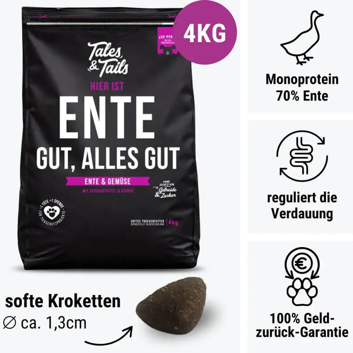 Softes Trockenfutter Ente gut, alles gut – Monoprotein