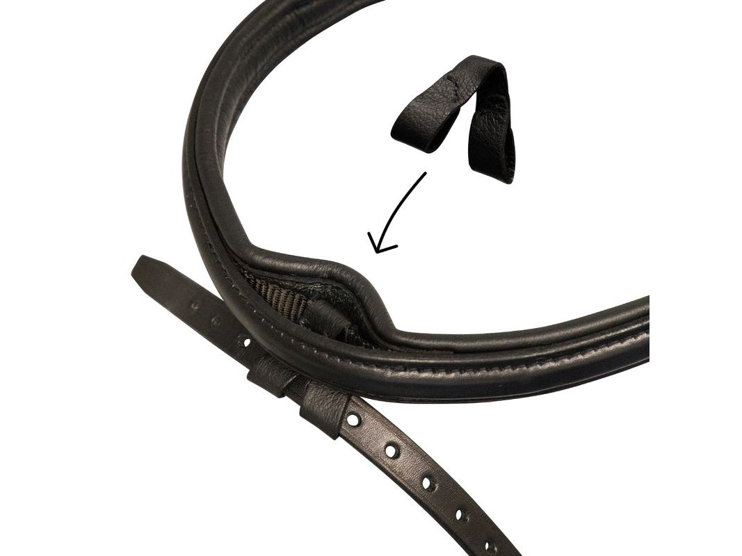 Stübben 2in1 Trensenzaum & Kandarenzaum 2810 Switch mit Stirnband Magic Tack (Lack schwarz/weiß) - IQ Horse