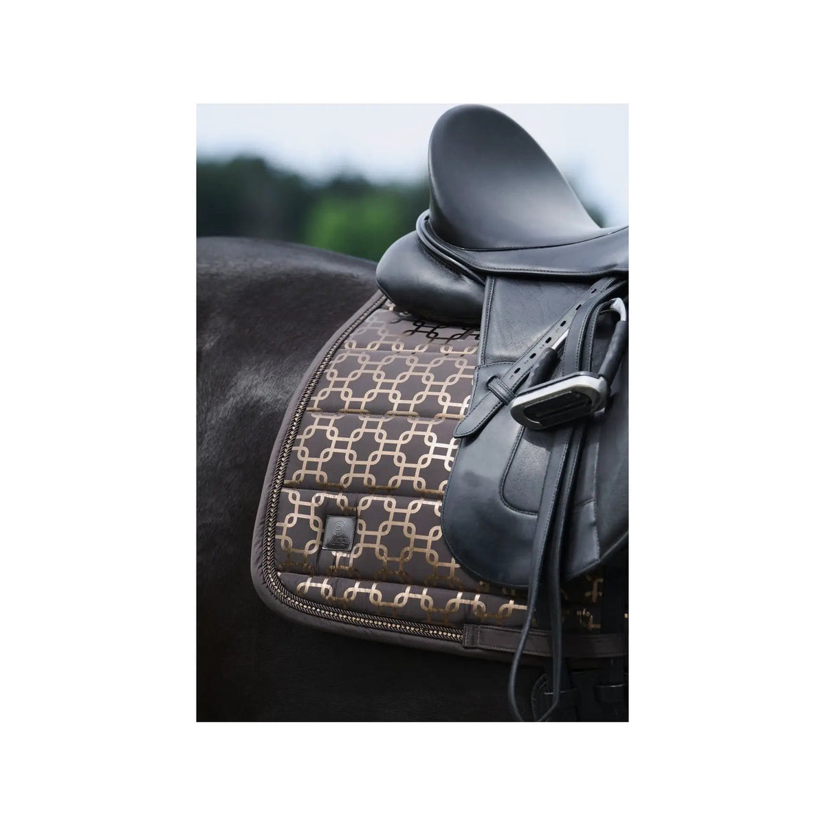 Eskadron Schabracke GLOSSY CHAIN CRYSTAL Platinum 24, teak brown - IQ Horse