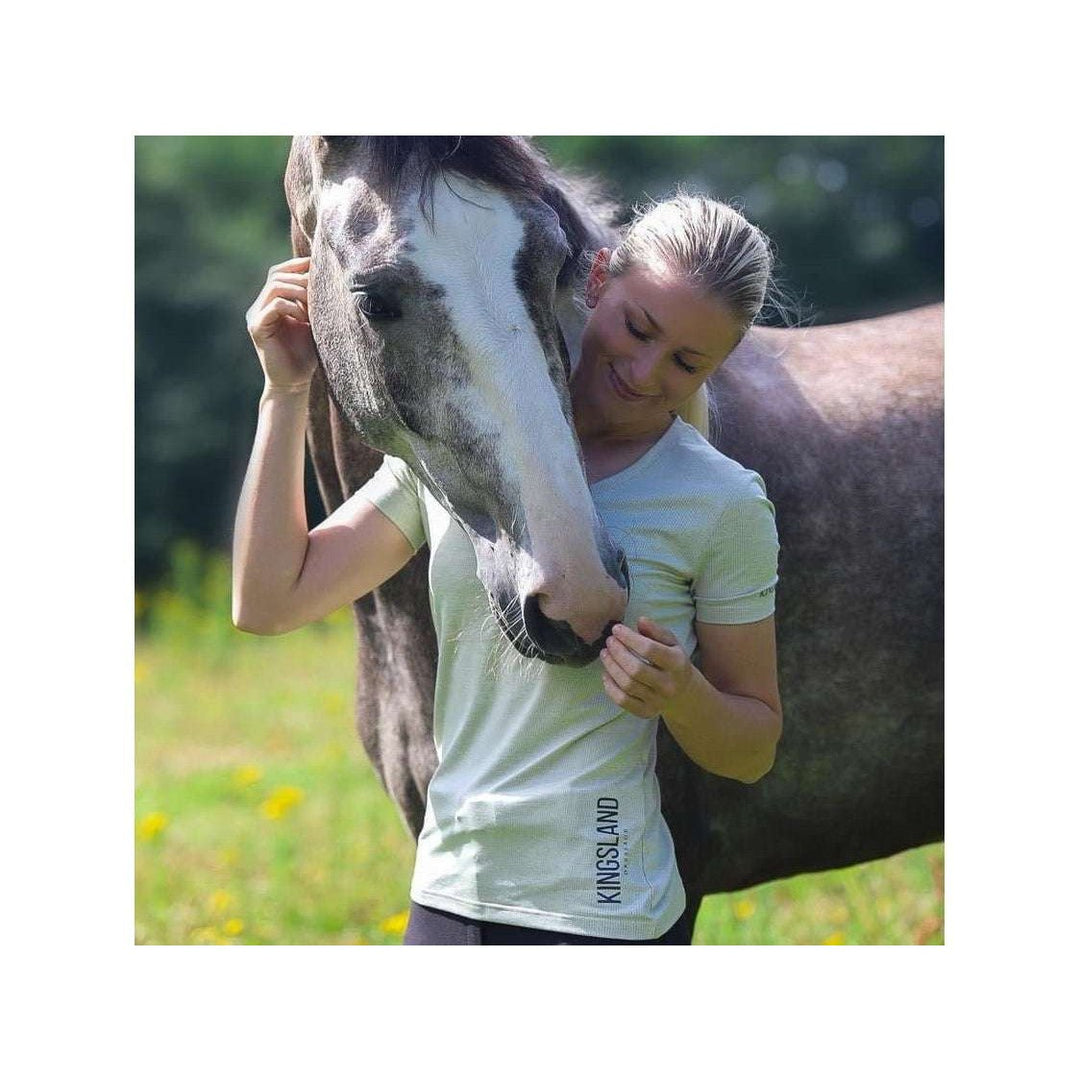 Kingsland KLwaylin T-Shirt mit V-Ausschnitt für Damen, FS2022, Beige Almond Milk - IQ Horse