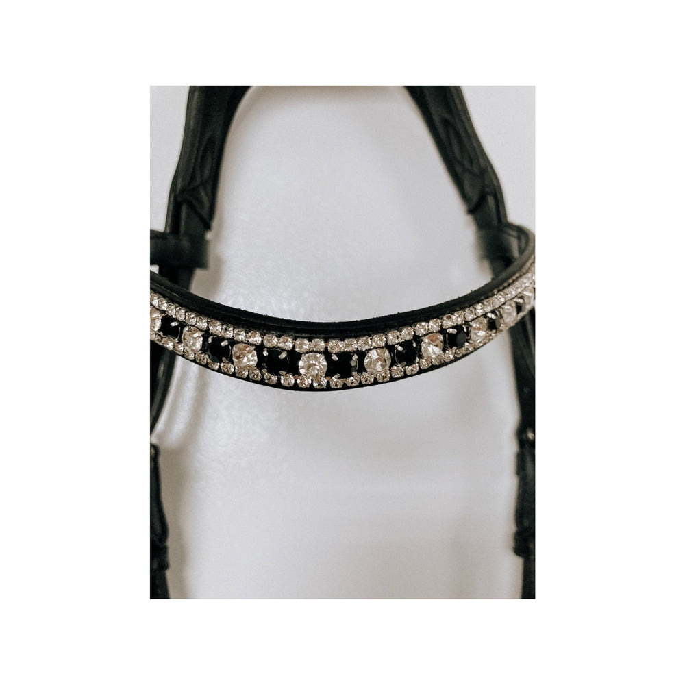 IQ Horse Trensenzaum "Twin Flame" anatomisch, rund genäht, schwedisch, franz. Haken, Lack, schwarz - IQ Horse