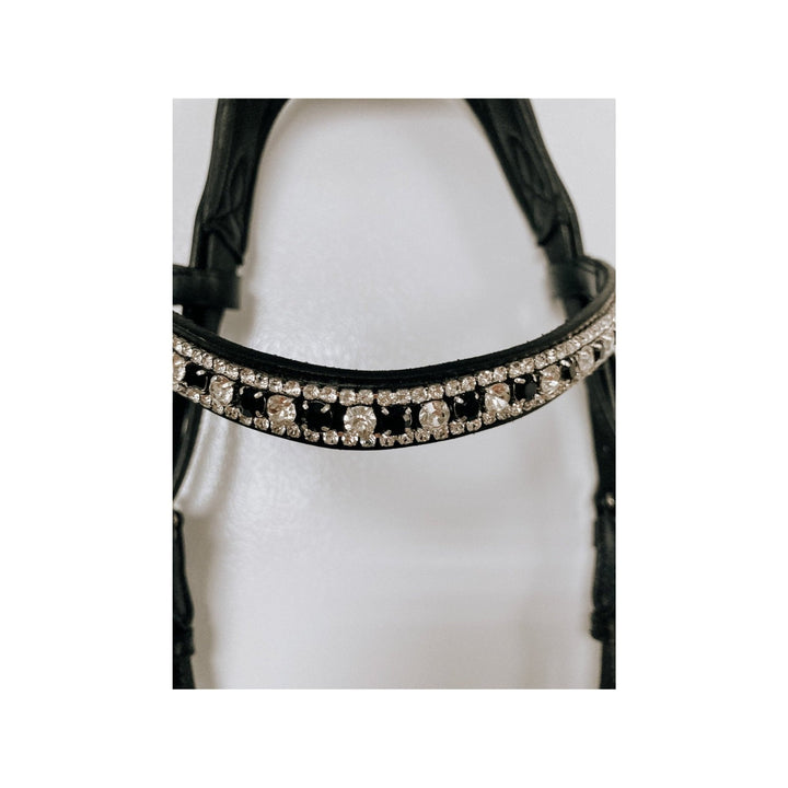 IQ Horse Trensenzaum "Twin Flame" anatomisch, rund genäht, schwedisch, franz. Haken, Lack, schwarz - IQ Horse