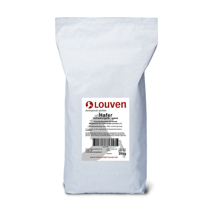 Hafer gelb/schwarz – ganzes Korn, 25 kg