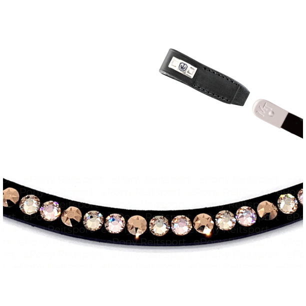 Magic Tack Stirnband Bling Swing metallic, rose, einreihig - IQ Horse