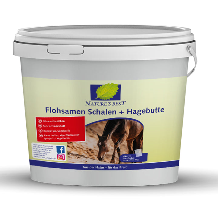 Flohsamenschalen + Hagebutte – Ergänzungsfutter Pferd