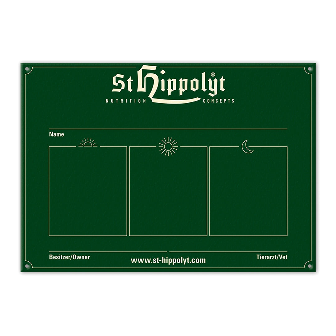 Boxenschild – Futterplan, beschreibbar