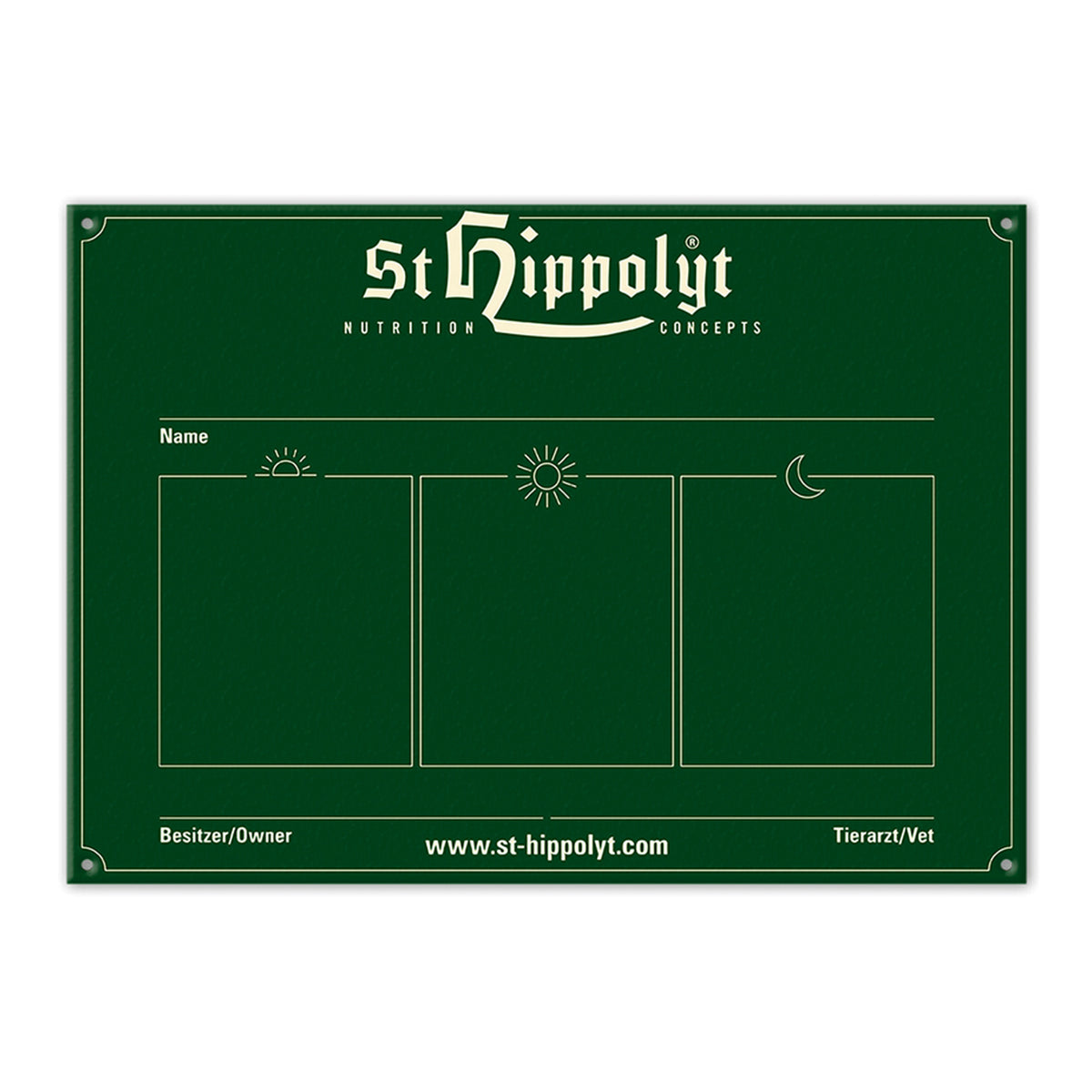 Boxenschild – Futterplan, beschreibbar