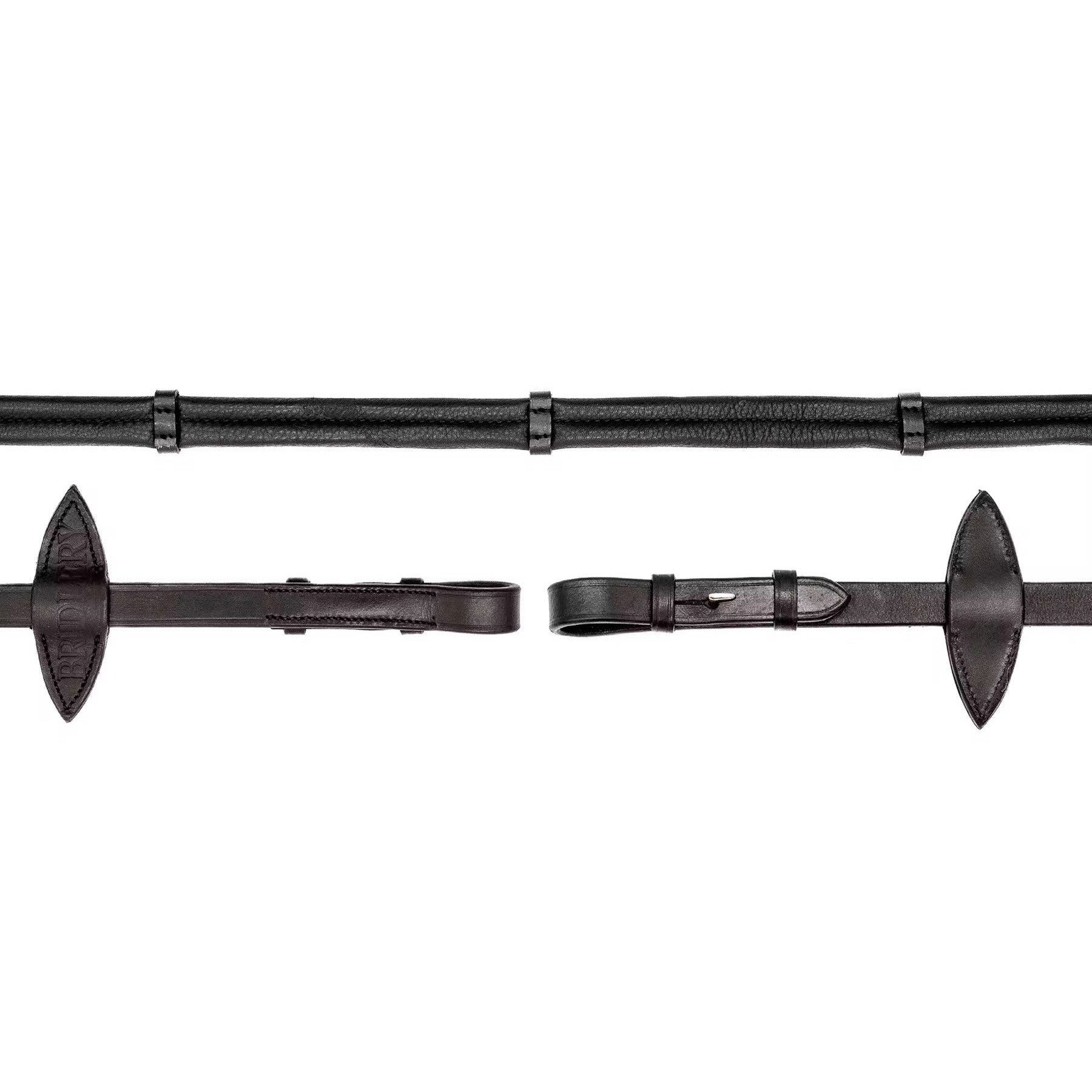 Bridlery Zügel Ultra-Soft mit Stegen, Schwarz - IQ Horse